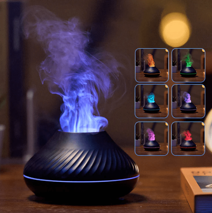 Umidificatore d'aria e diffusore di aromi effetto fiamma vulcanica