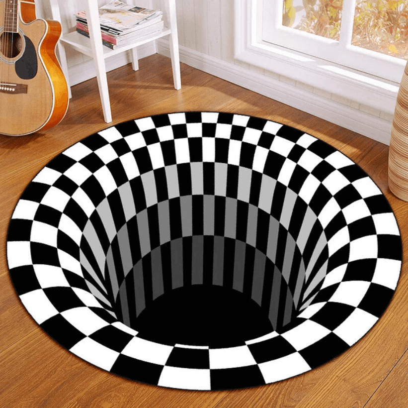 Tappeto Illusione 3D Vortice – Tappeto Rotondo in Poliestere
