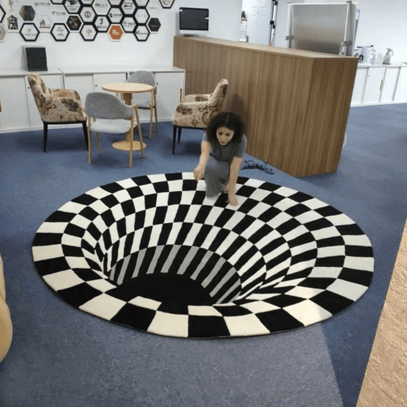 Tappeto Illusione 3D Vortice – Tappeto Rotondo in Poliestere