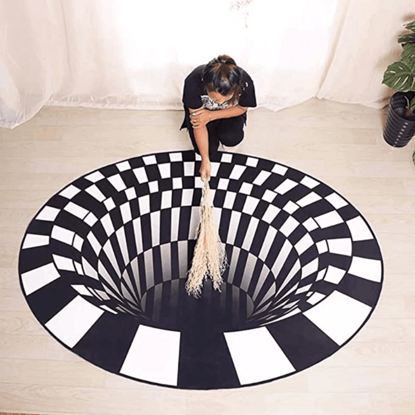 Tappeto Illusione 3D Vortice – Tappeto Rotondo in Poliestere