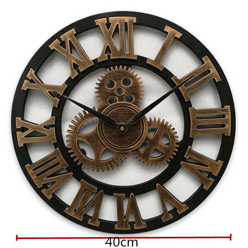 Orologio da parete retro in stile industriale | Orologio decorativo in legno