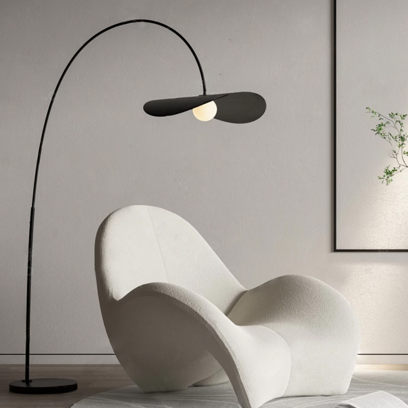 Lampada da Terra in Ferro e Acrilico Fatta a Mano Wabi Sabi