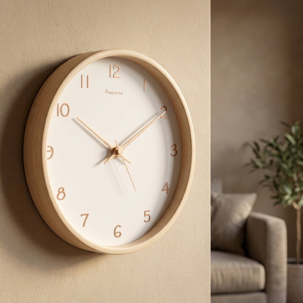 Orologio da Parete Analogico in Legno Massello con Meccanismo Silenzioso