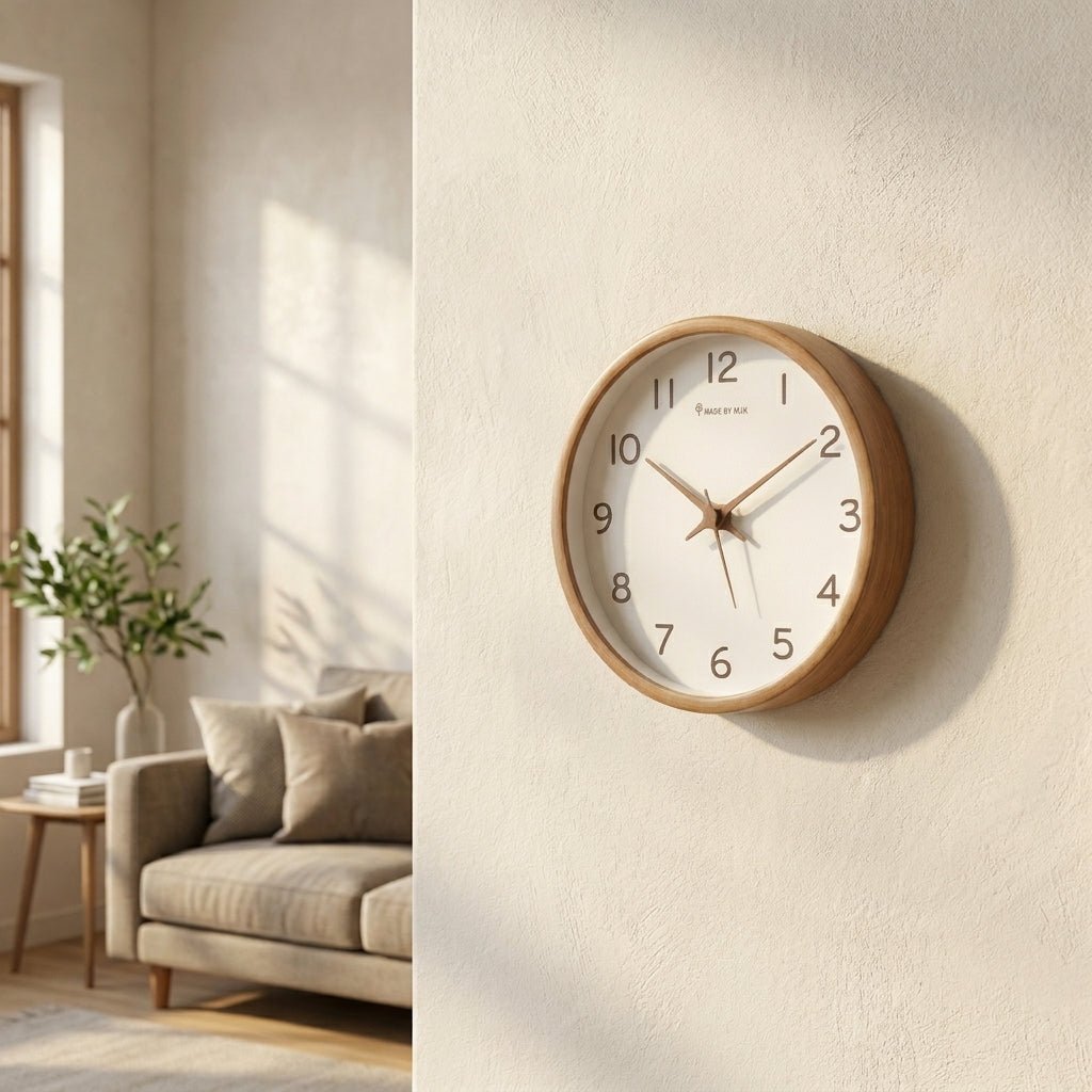 Orologio da Parete Analogico in Legno Massello con Meccanismo Silenzioso