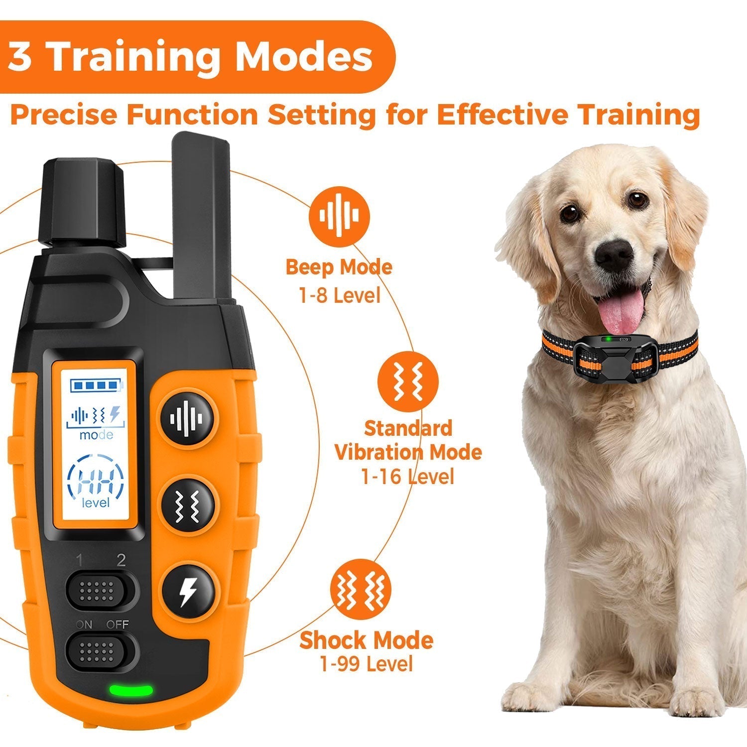 Collare Elettronico per Addestramento Cani Impermeabile con Controllo Remoto 3300Ft