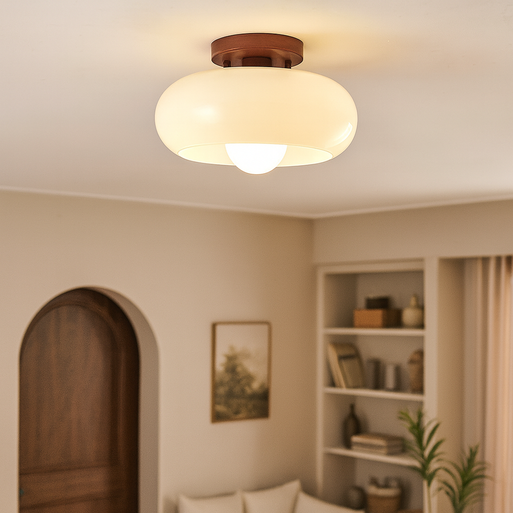 Lampada da soffitto Bauhaus Francese – Luce Calda e Accogliente con Dettaglio in Legno