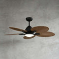 Saviu | Ventilatore da soffitto nero da 130 cm con paralume color caffè, 5 pale e LED a spettro completo, telecomando