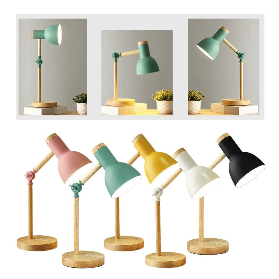 Lampada da tavolo Nordivio in stile scandinavo | Regolabile & Pieghevole | Legno & Metallo | Altezza 45 cm