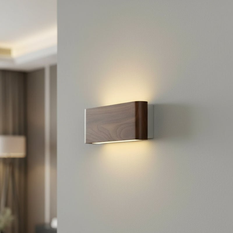 WOODLUX LED – lampada da parete in legno moderna con 3 modalità di colore