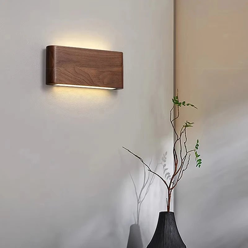 WOODLUX LED – lampada da parete in legno moderna con 3 modalità di colore