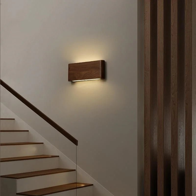 WOODLUX LED – lampada da parete in legno moderna con 3 modalità di colore