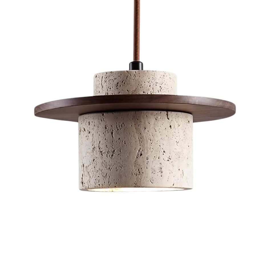 Lampada a Sospensione in Travertino – Lampada a Pendente in Pietra Naturale