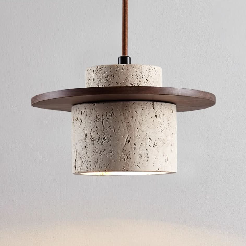 Lampada a Sospensione in Travertino – Lampada a Pendente in Pietra Naturale