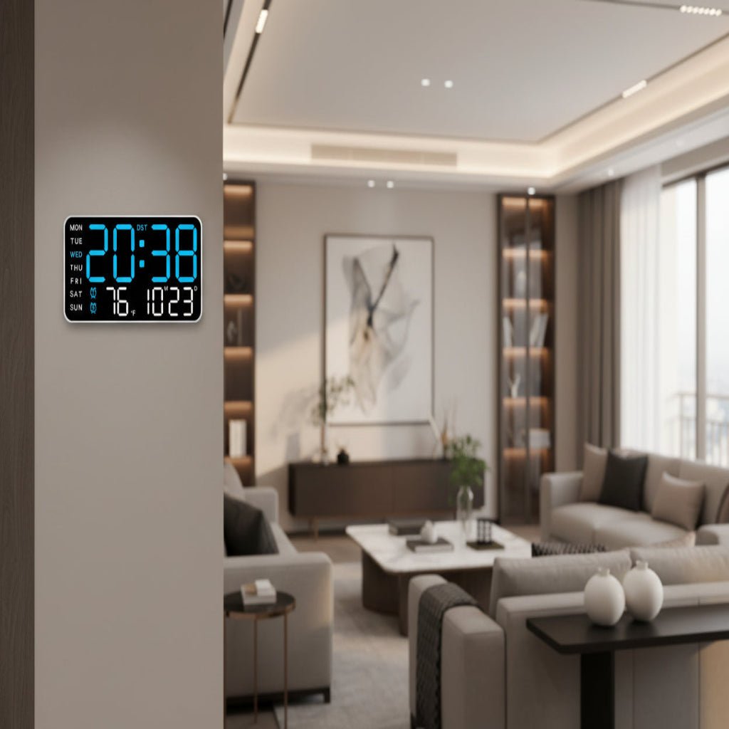 Orologio da Parete ZENTIME – Orologio Digitale con Telecomando, Doppie Sveglie e Display della Temperatura